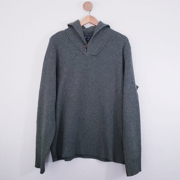 J. Crew Lambs Wool Shawl Polo Collar Pullover Men's Green Knit Sweater - Picture 1 of 11